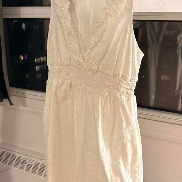 White mini dress with ruffles and elastic waist #minidress - Picture 1 of 1